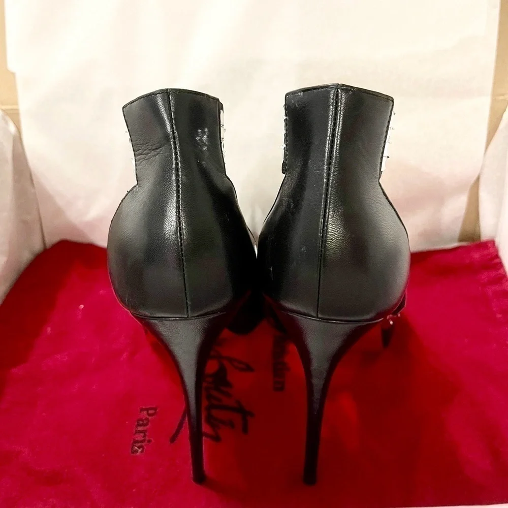 Christian Louboutin Hyper sequin cross strap peep toe Napa leather black EU39.5